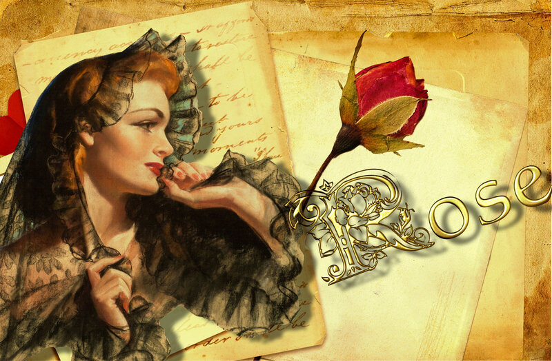 Woman with Rose — Brown, Romantic