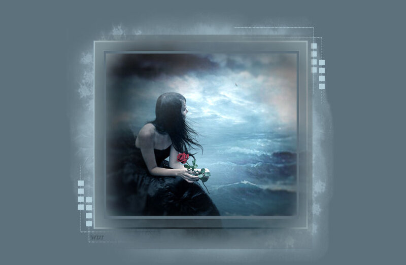 woman with rose by the sea
