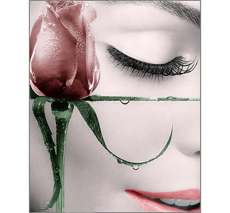 woman with rose close-up