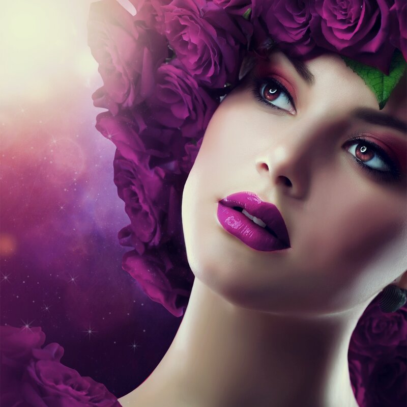 Woman with Rose Crown — Purple, Dramatic