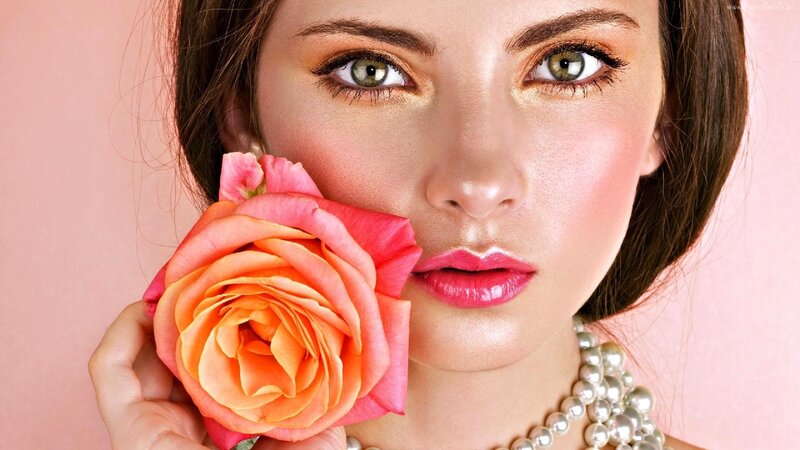 woman with rose flower