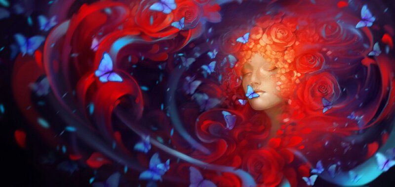 Woman with Rose Hair