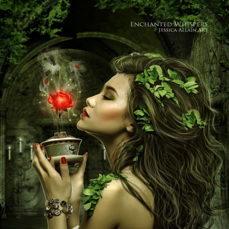 Woman with Rose in Cup