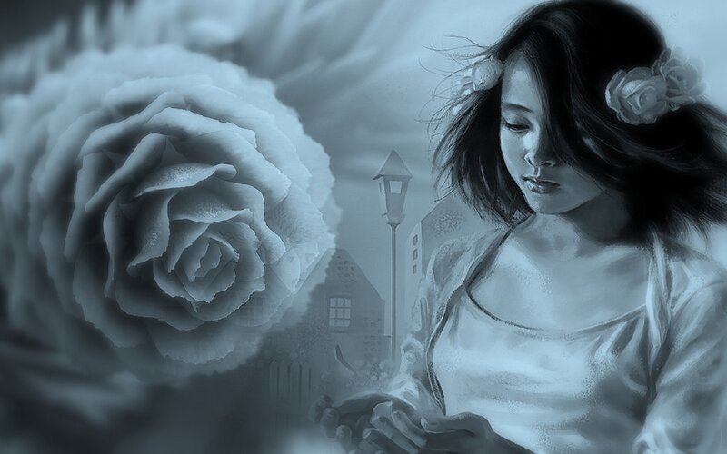 woman with rose in dream