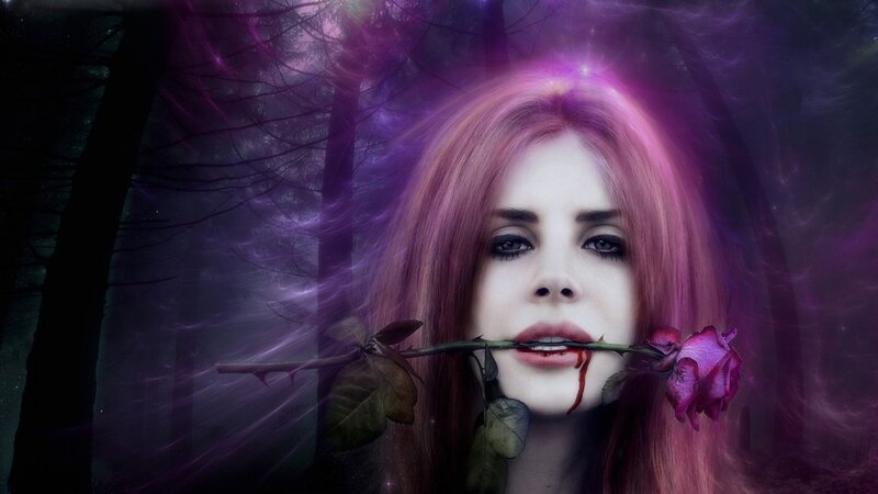 woman with rose in forest