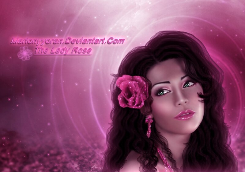 Woman with Rose in Hair — Pink, Dreamy