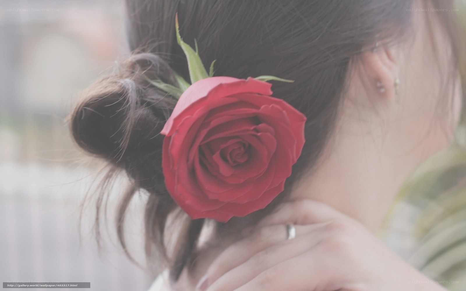 woman with rose in hair