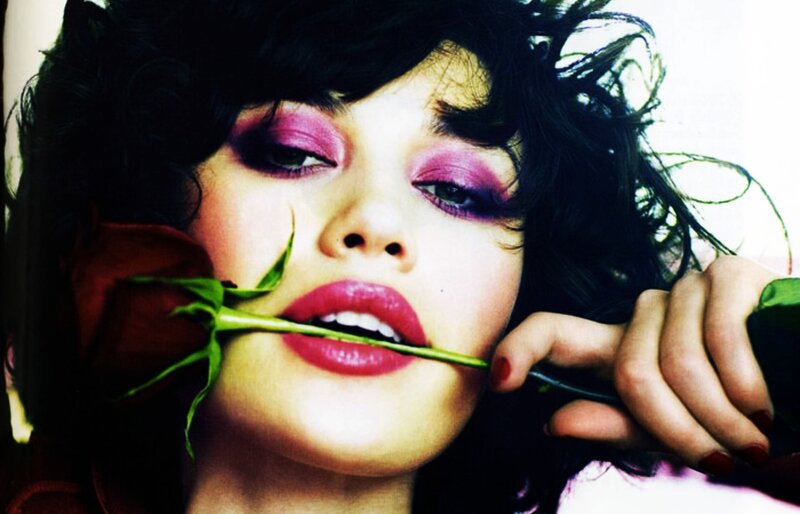 Woman with Rose in Mouth — Purple, Dramatic