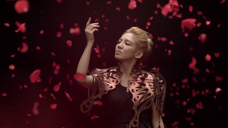 Woman with Rose Petals — Black, Dramatic, Night