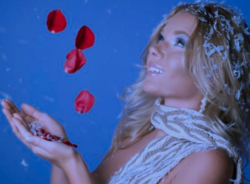Woman with Rose Petals — Blue