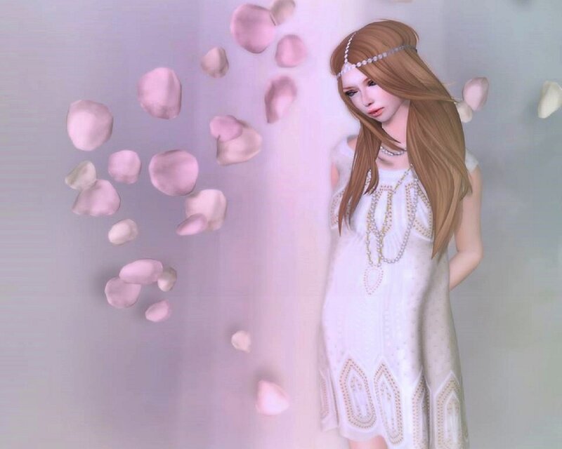 Woman with Rose Petals — White
