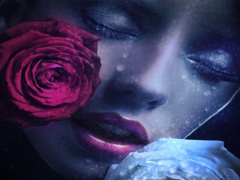 Woman with Rose — Purple