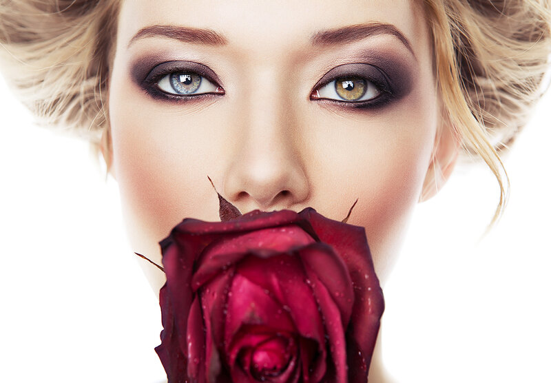 Woman with Rose — Red, Dramatic