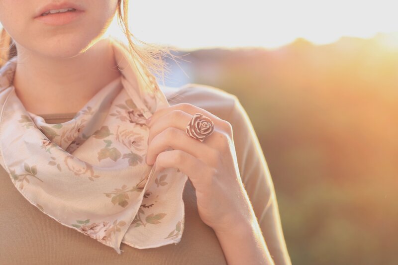 Woman with Rose Ring — Beige, Serene