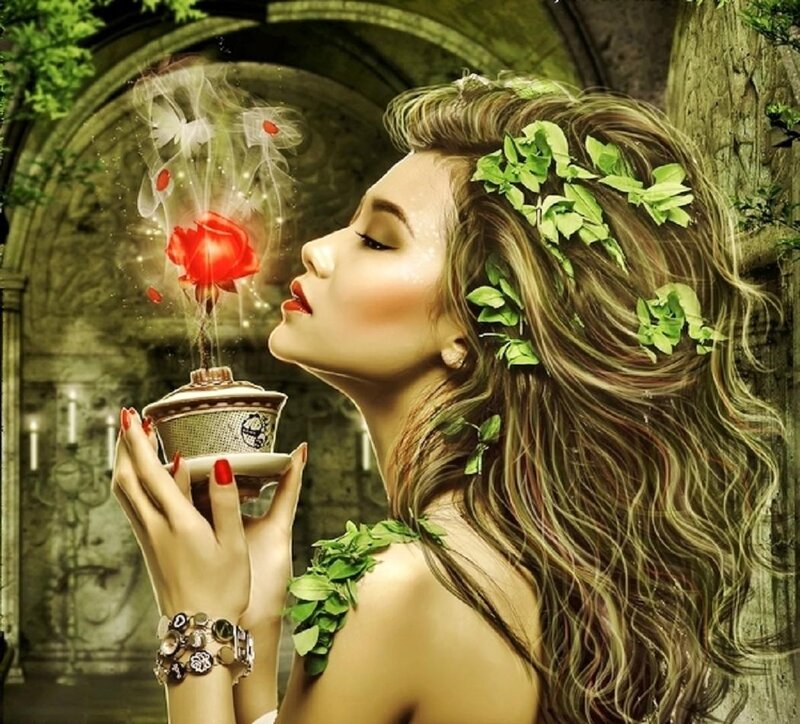 Woman with Rose Steam