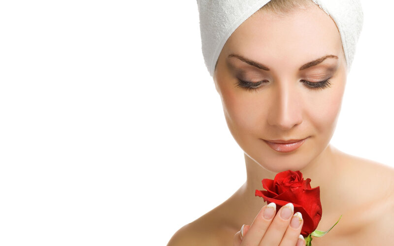 Woman with Rose — White