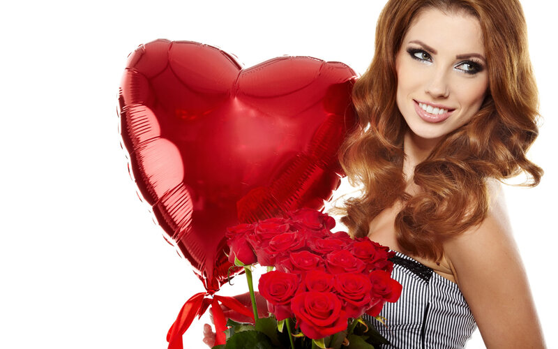 Woman with Roses and Balloon