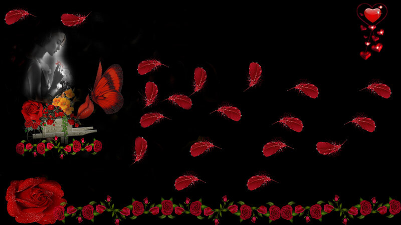 Woman with Roses and Butterfly