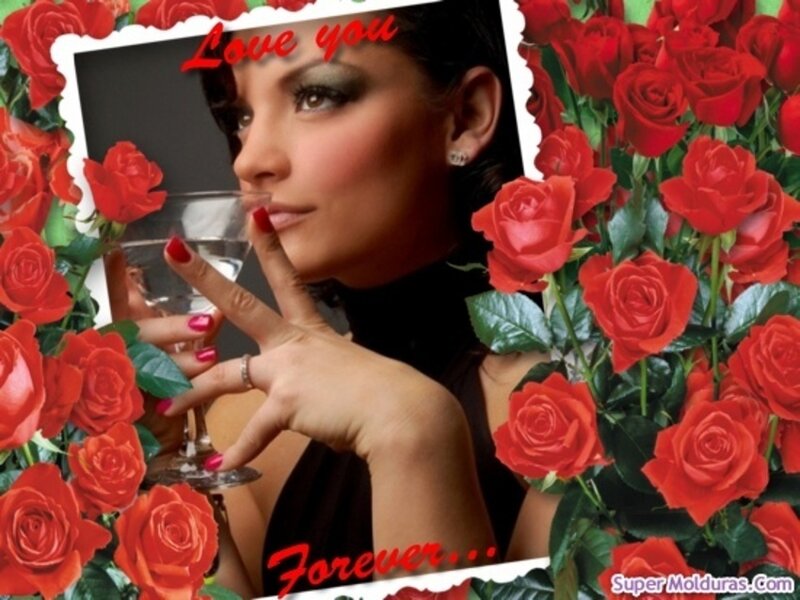 woman with roses and drink