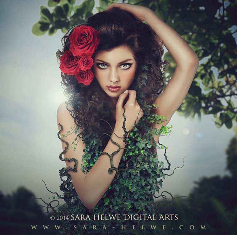 Woman with Roses and Ivy