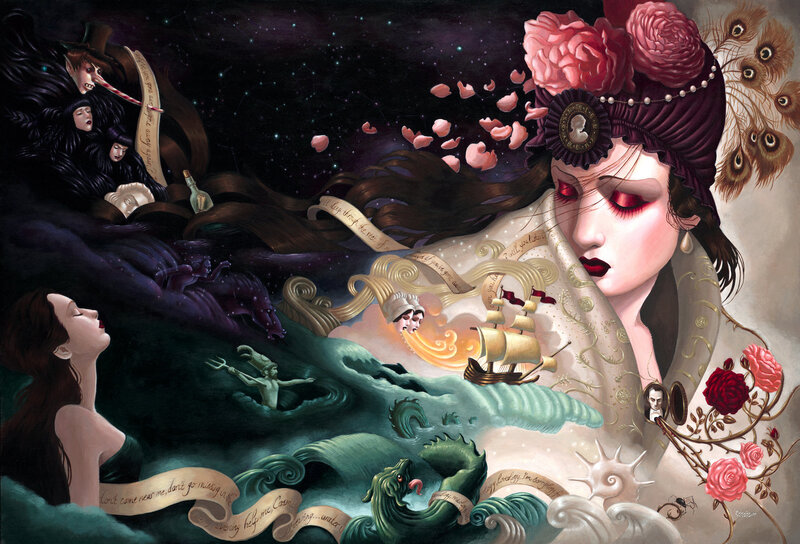 Woman with Roses and Ship