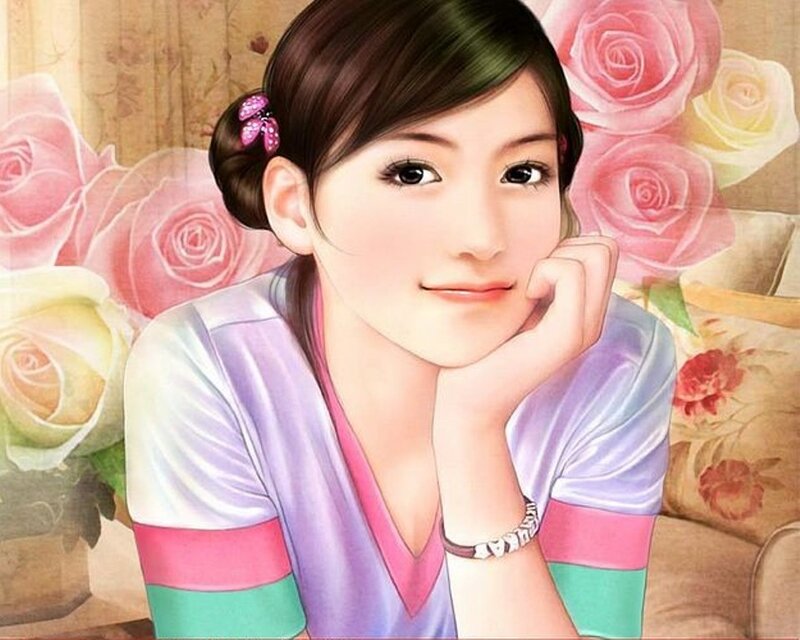 woman with roses background
