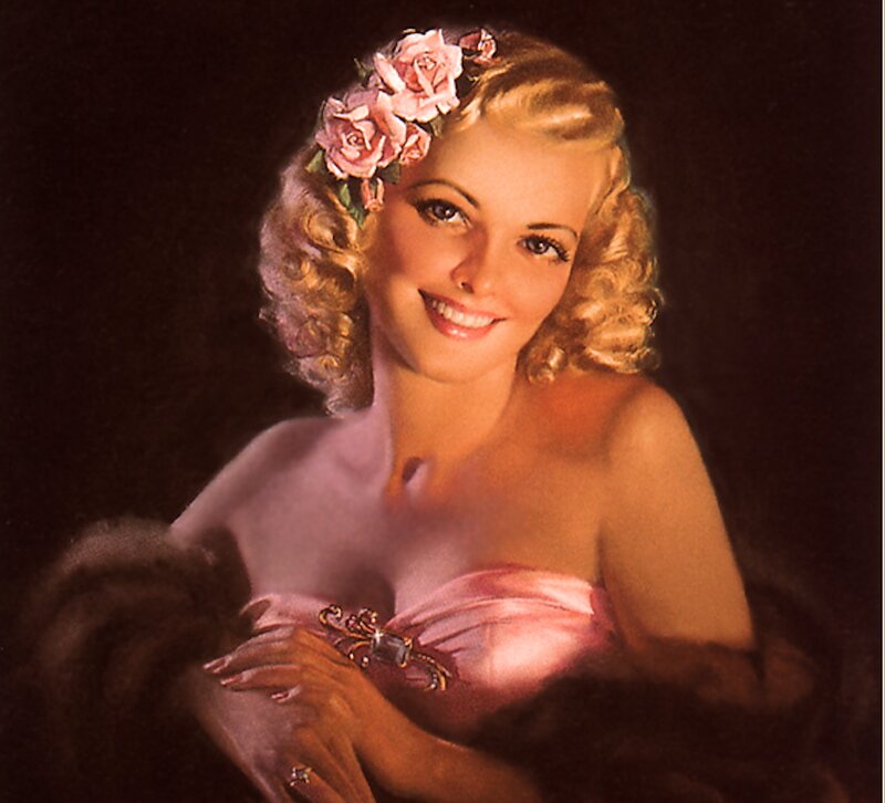 Woman with Roses in Hair — Pink, Dramatic