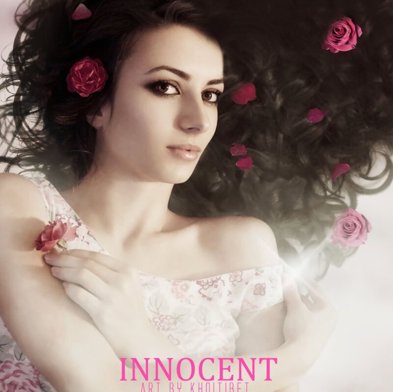 Woman with Roses in Hair — Pink, Dreamy