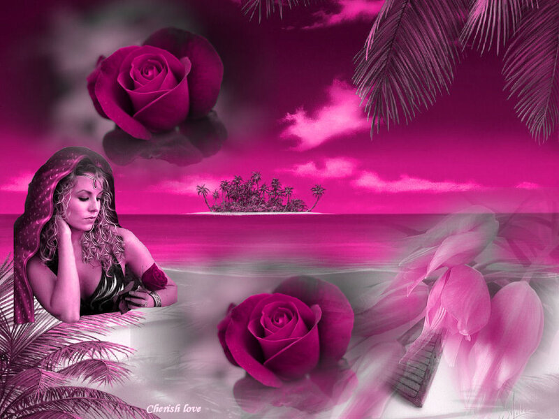 woman with roses on beach