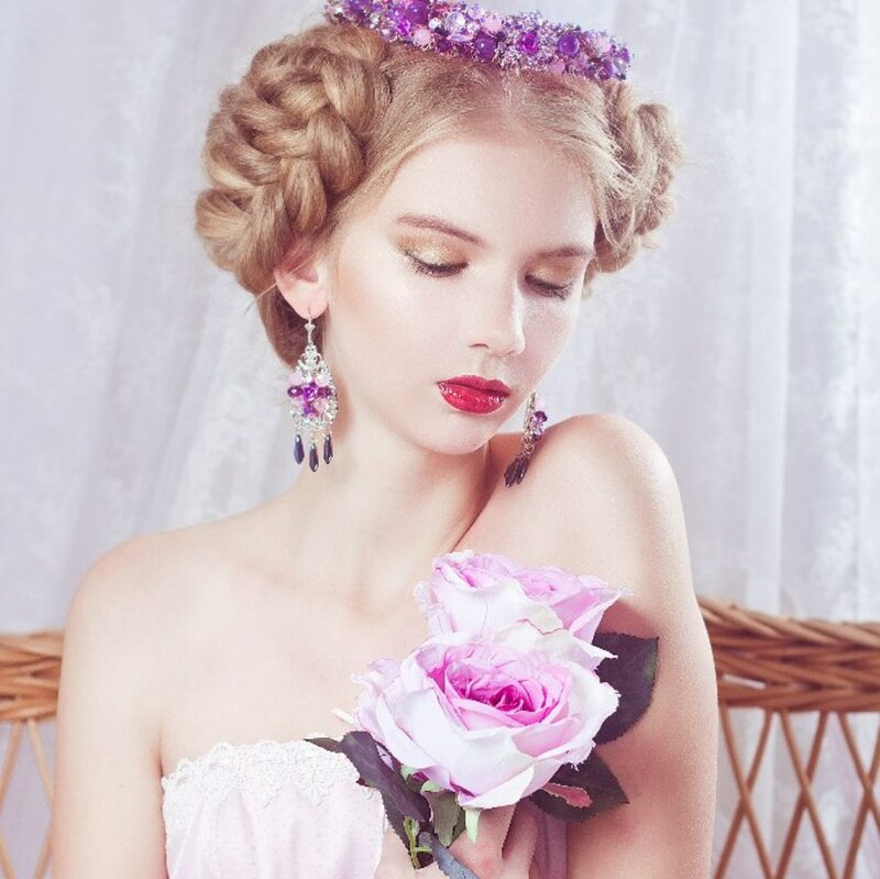 Woman with Roses — Pink, Serene, Photograph, Flowers