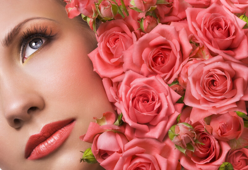 Woman with Roses — Pink, Serene