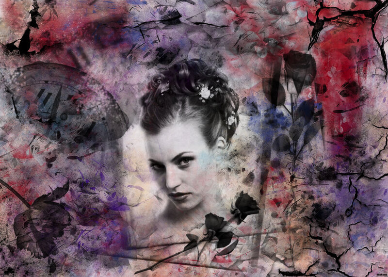 Woman with Roses — Purple, Dramatic