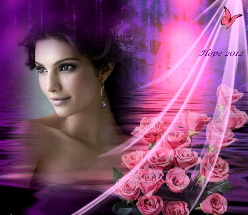 Woman with Roses — Purple, Dreamy