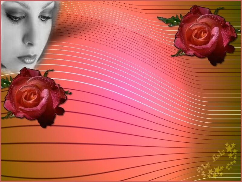 Woman with Roses — Red, Dramatic, Digital Art