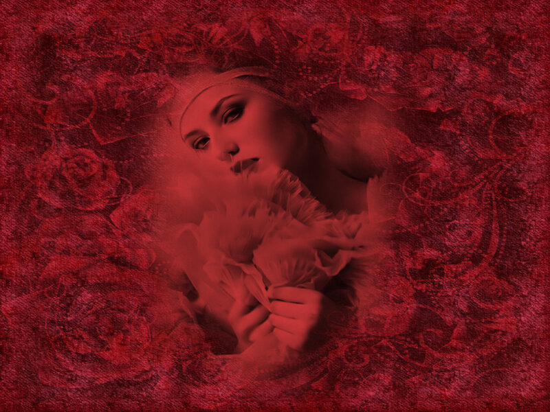 Woman with Roses — Red, Dramatic