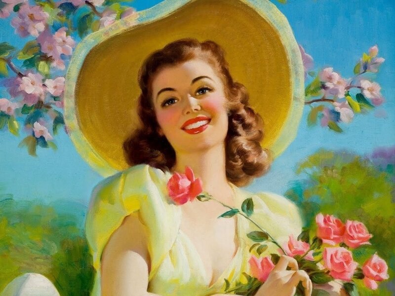 Woman with Roses — Yellow, Serene