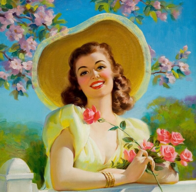 Woman with Roses — Yellow