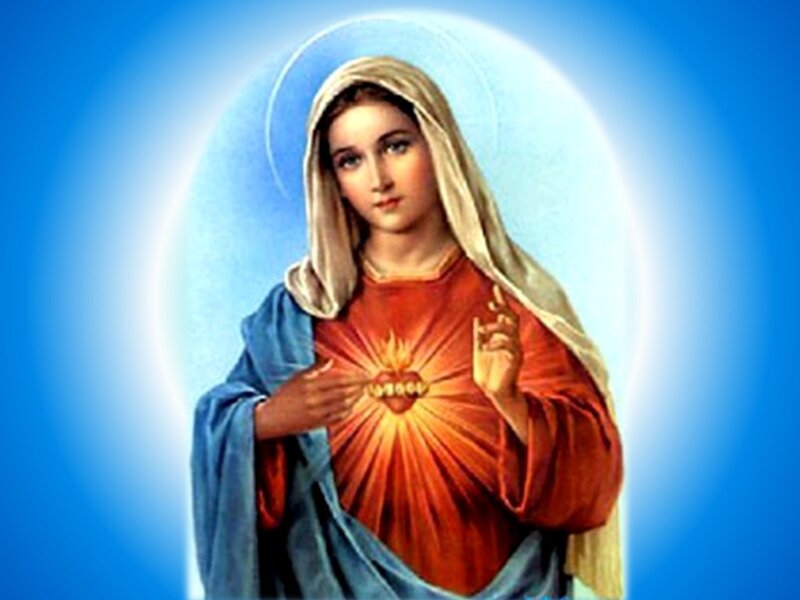 Woman with Sacred Heart — Blue