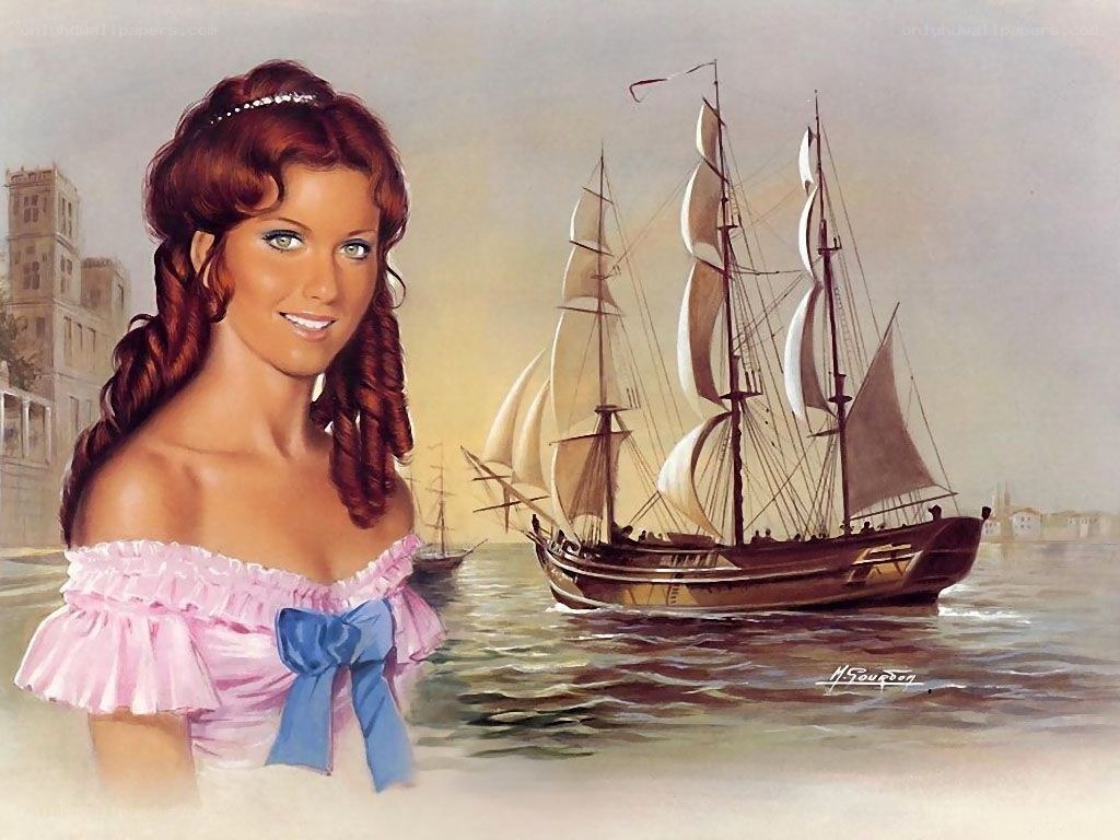 woman with sailing ship