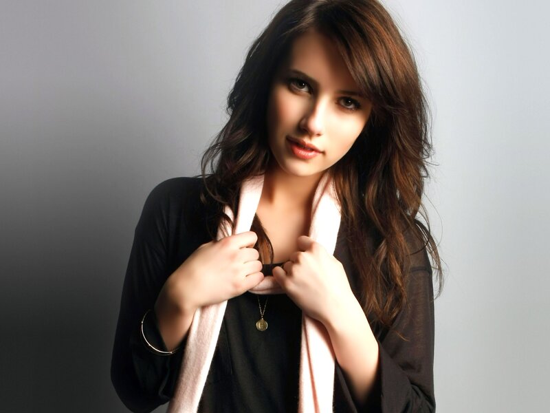 woman with scarf and black top