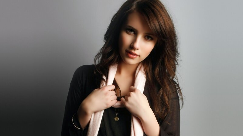 woman with scarf and black top