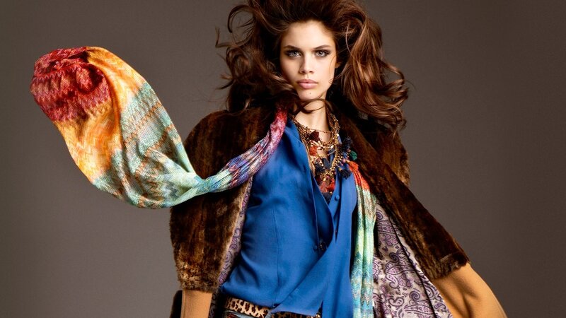 Woman with Scarf and Fur Coat