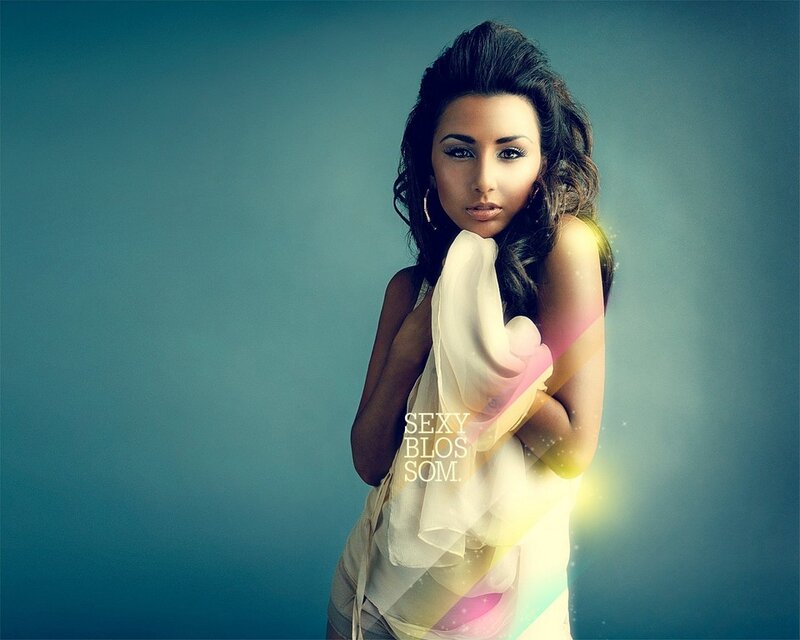 woman with scarf and glowing effect