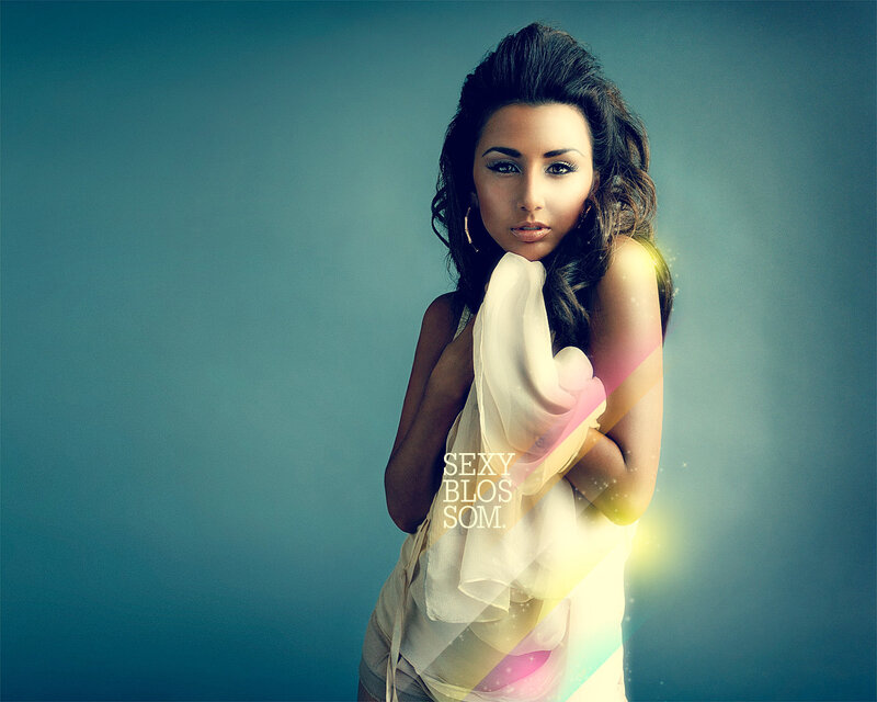 woman with scarf and light effects