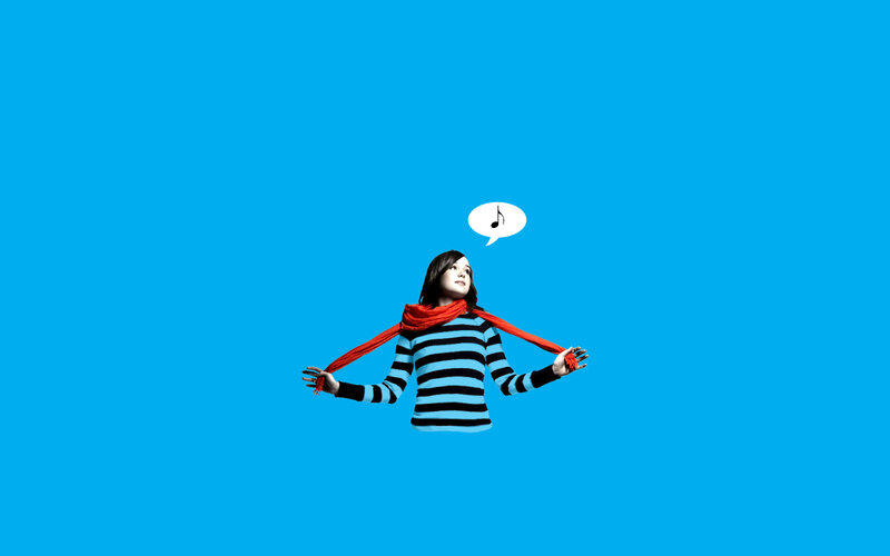 woman with scarf and music note
