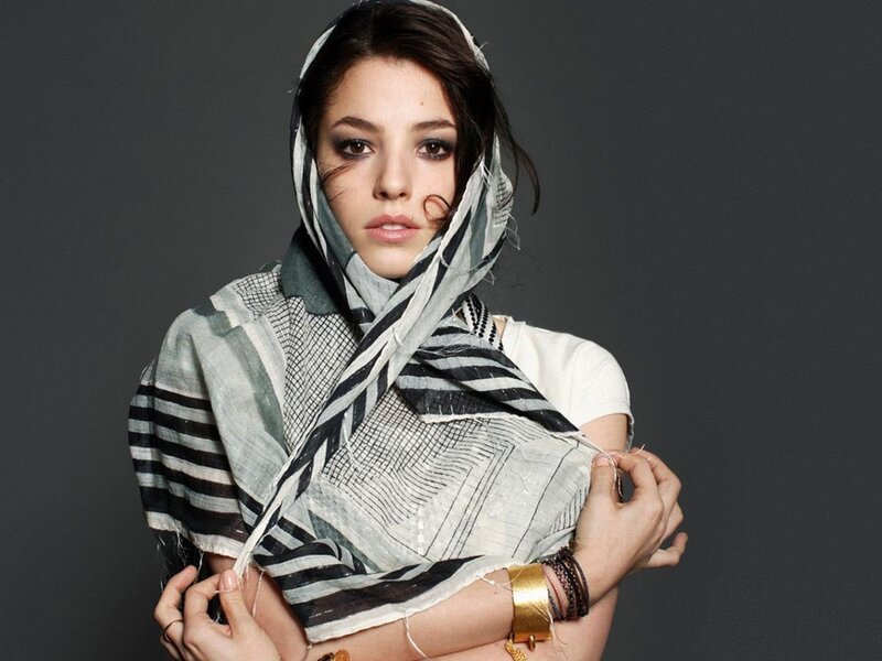 Woman with Scarf — Gray, Dramatic