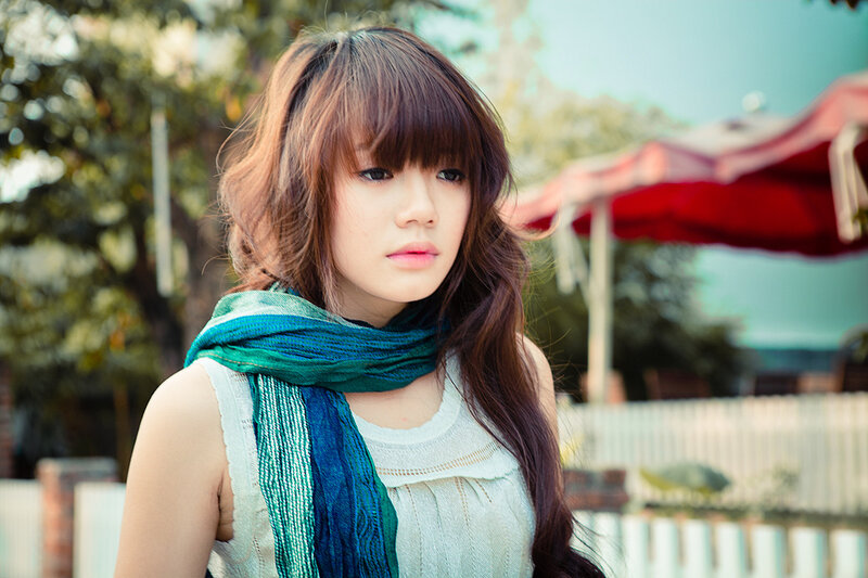 woman with scarf outdoors