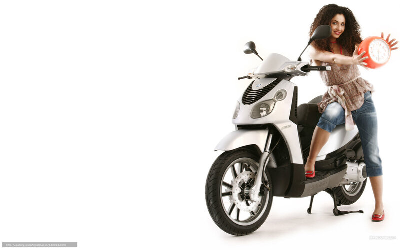 woman with scooter and clock