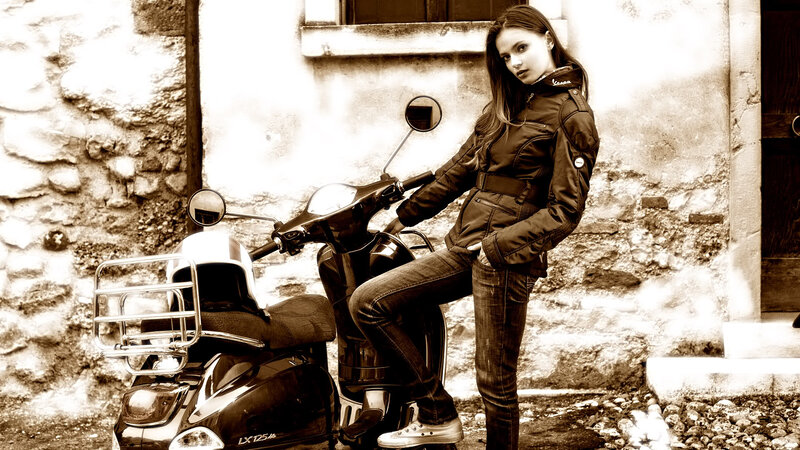 Woman with Scooter — Brown
