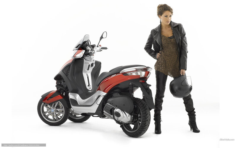 woman with scooter motorcycle